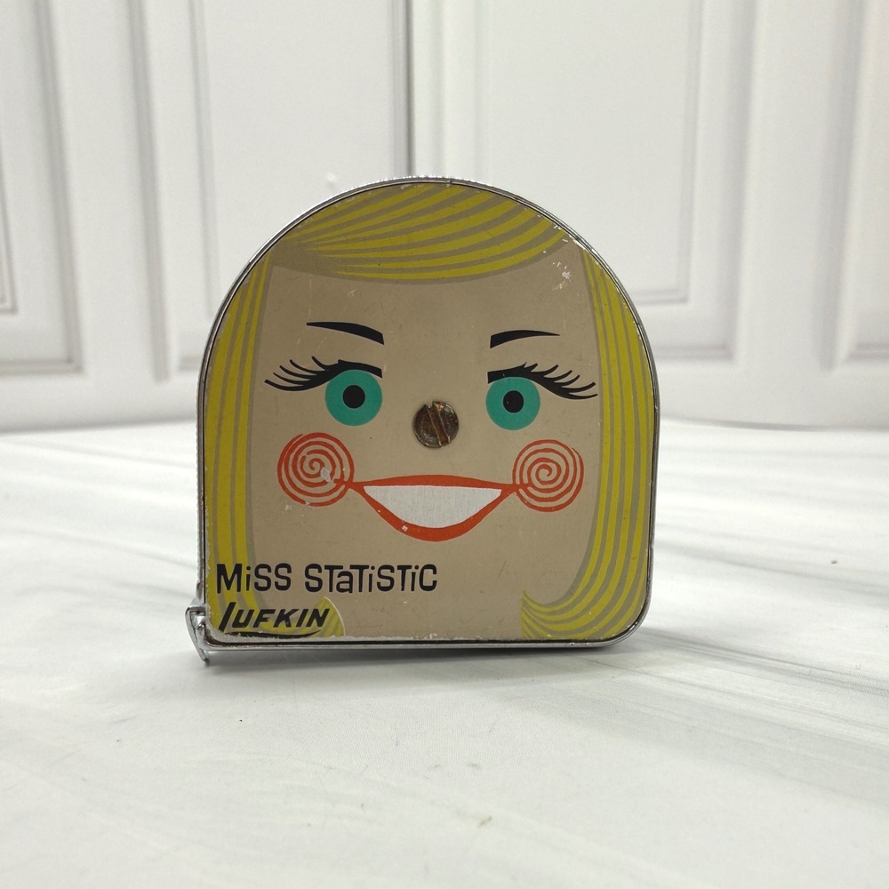 Vintage Lufkin Miss Statistic Tape Measure 1960s Novelty Sewing Tool Made in USA